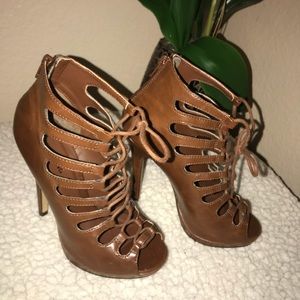 Brown Caged Heels
